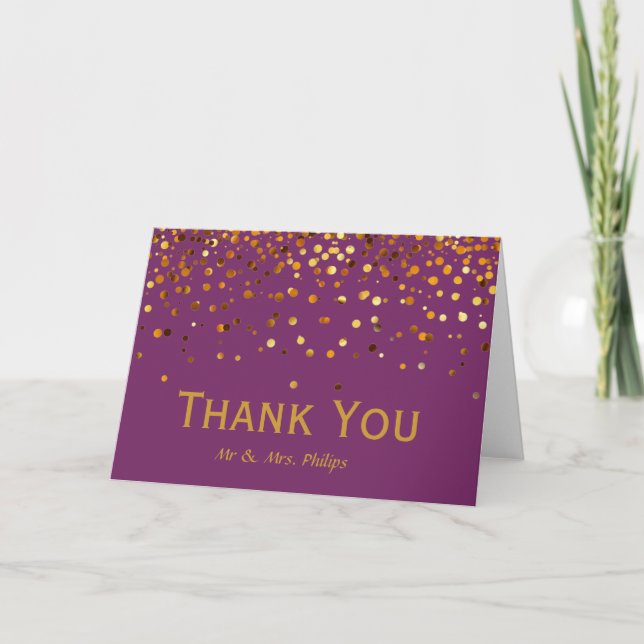 Faux Gold Foil Confetti Elegant Sparkles Thank You (Front)