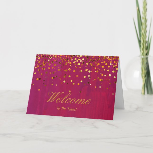 Faux Gold Foil Confetti Elegant Sparkles Welcome C Card (Front)