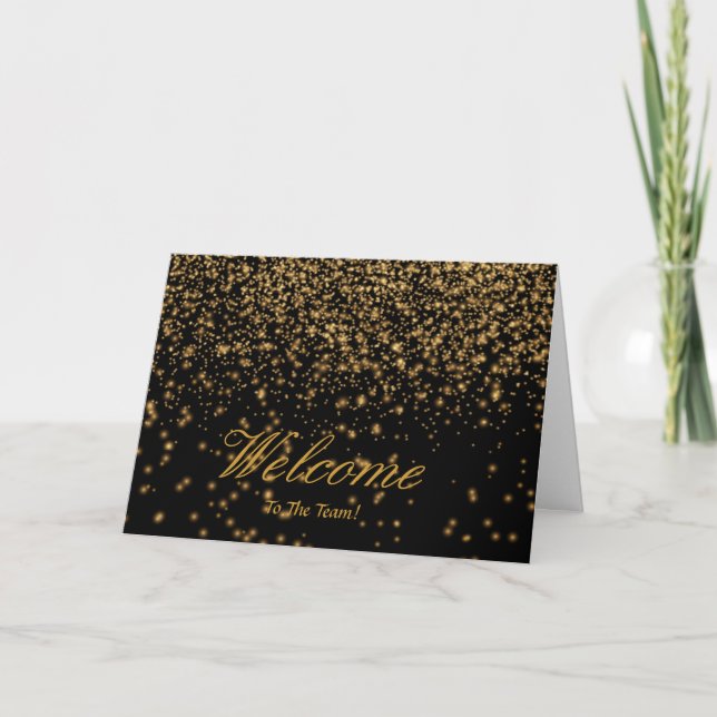 Faux Gold Foil Confetti Elegant Sparkles Welcome C Card (Front)