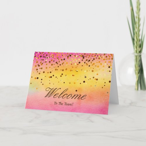 Faux Gold Foil Confetti Elegant Sparkles Welcome C Card