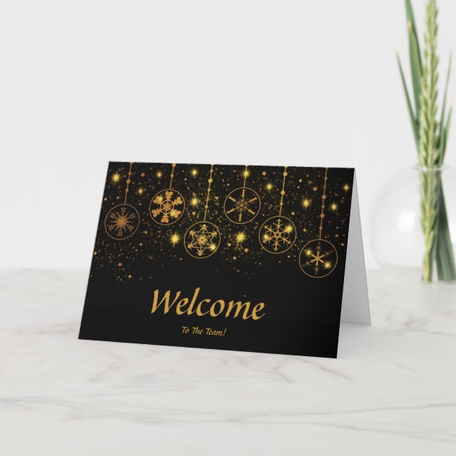 Faux Gold Foil Confetti Elegant Sparkles Welcome C Card (Front)