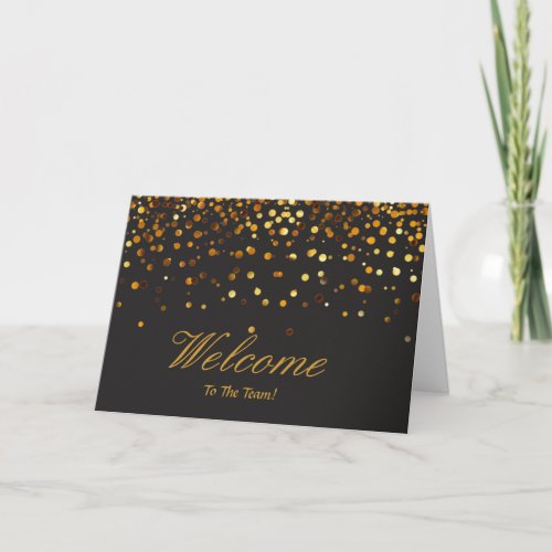 Faux Gold Foil Confetti Elegant Sparkles Welcome C Card