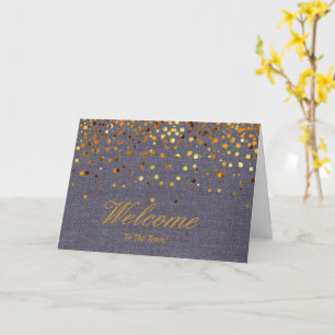 Faux Gold Foil Confetti Elegant Sparkles Welcome C Card