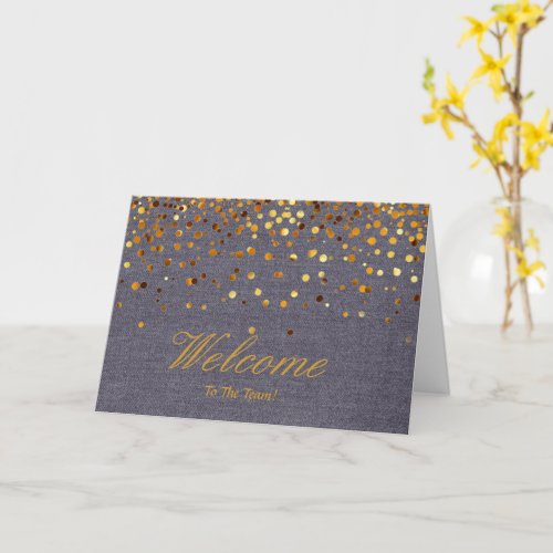 Faux Gold Foil Confetti Elegant Sparkles Welcome C Card