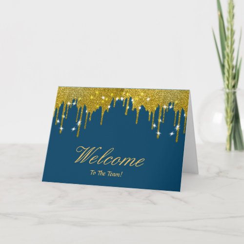 Faux Gold Foil Confetti Elegant Sparkles Welcome Card