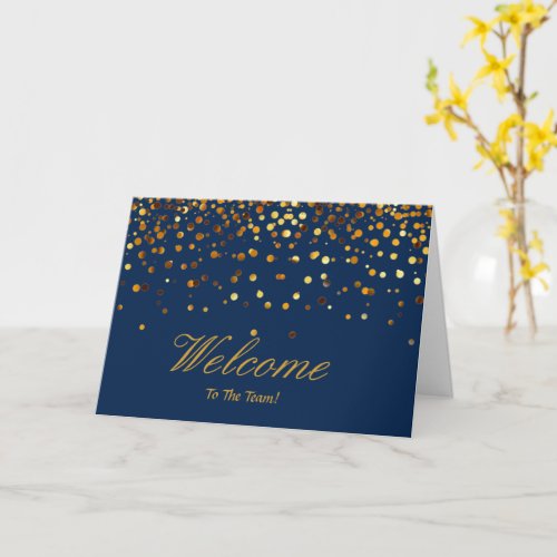 Faux Gold Foil Confetti Elegant Sparkles Welcome Card