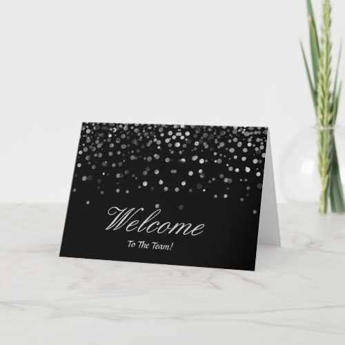 Faux Gold Foil Confetti Elegant Sparkles Welcome Card