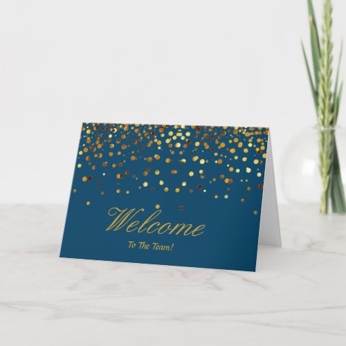 Faux Gold Foil Confetti Elegant Sparkles Welcome Card