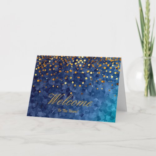 Faux Gold Foil Confetti Elegant Sparkles Welcome Card