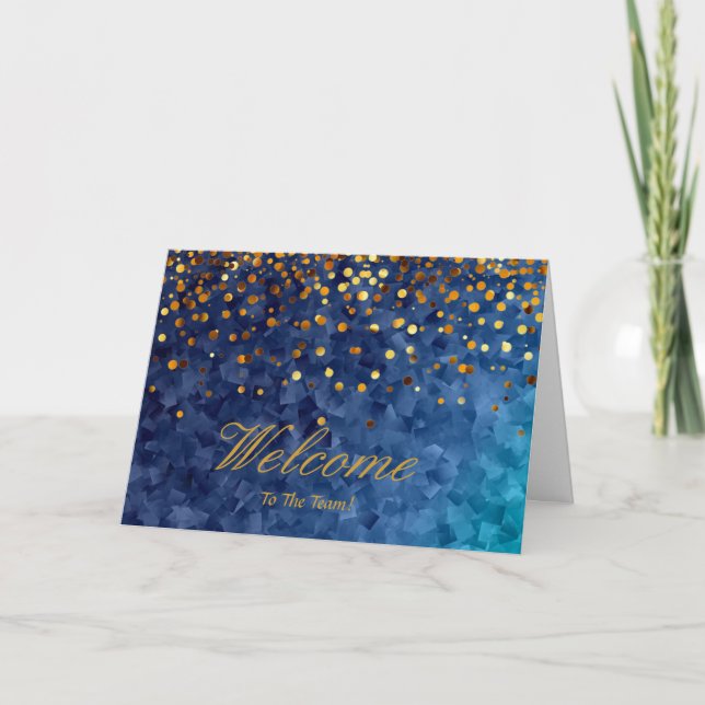 Faux Gold Foil Confetti Elegant Sparkles Welcome Card (Front)