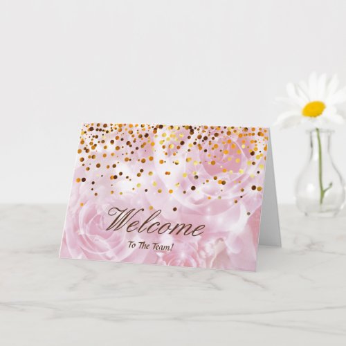 Faux Gold Foil Confetti Elegant Sparkles Welcome Card