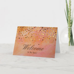 Faux Gold Foil Confetti Elegant Sparkles Welcome Card