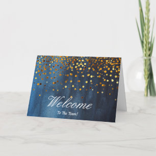 Faux Gold Foil Confetti Elegant Sparkles Welcome Card