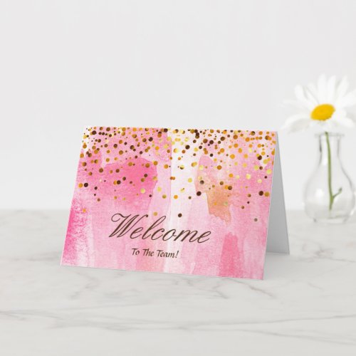 Faux Gold Foil Confetti Elegant Sparkles Welcome Card