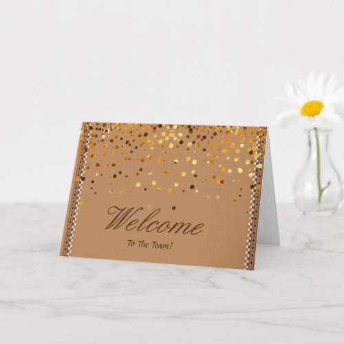 Faux Gold Foil Confetti Elegant Sparkles Welcome Card