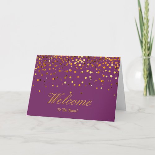 Faux Gold Foil Confetti Elegant Sparkles Welcome Card