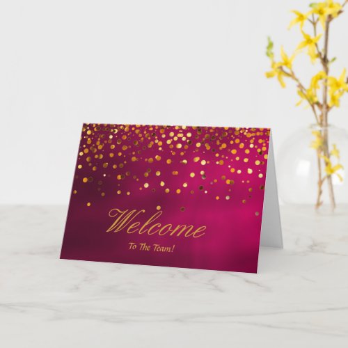 Faux Gold Foil Confetti Elegant Sparkles Welcome Card