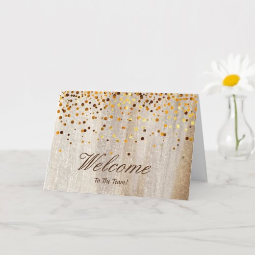 Faux Gold Foil Confetti Elegant Sparkles Welcome Card