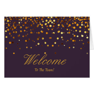 Faux Gold Foil Confetti Elegant Sparkles Welcome Cards
