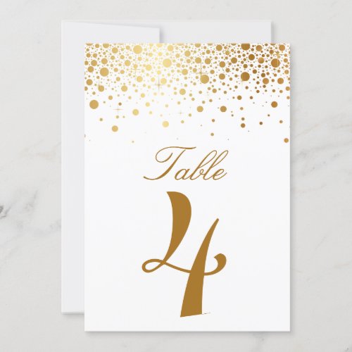 Faux Gold Foil Confetti Elegant Table Number Card