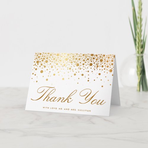 Faux Gold Foil Confetti Elegant Thank You Card