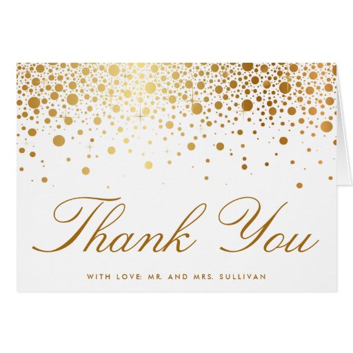 Faux Gold Foil Confetti Elegant Thank You Card | Zazzle