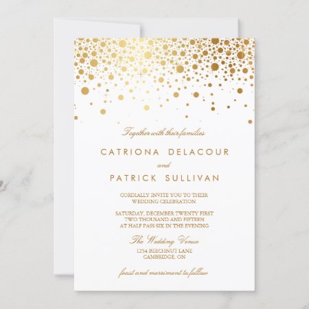 Faux Gold Foil Confetti Elegant Wedding Invitation