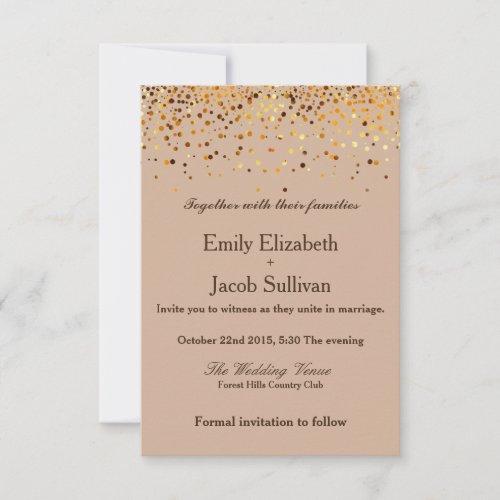 Faux Gold Foil Confetti Elegant Wedding Save The Date