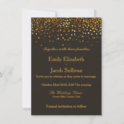 Faux Gold Foil Confetti Elegant Wedding Save The Date