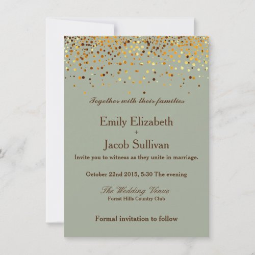 Faux Gold Foil Confetti Elegant Wedding Save The Date