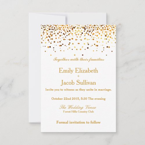 Faux Gold Foil Confetti Elegant Wedding Save The Date