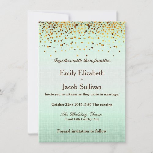 Faux Gold Foil Confetti Elegant Wedding Save The Date
