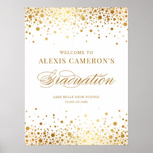 Faux Gold Foil Confetti Graduation Party Welcome Poster