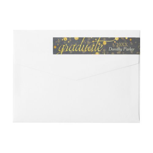 Faux Gold Foil Confetti Graduation Wrap Around Label