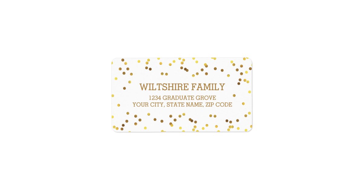 Faux Gold Foil Confetti Label Zazzle