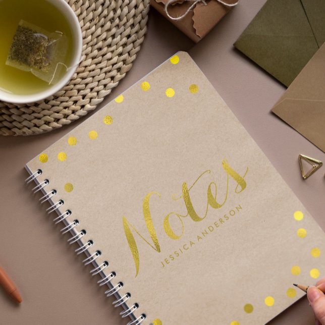 Faux Gold Foil Confetti Personalized Notebook (Creator Uploaded)