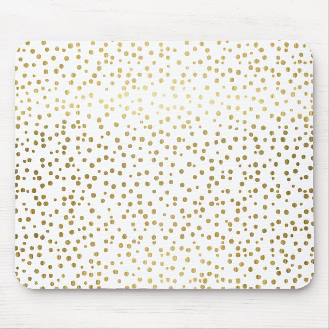 Faux Gold Foil Confetti Polka Dots Pattern Mouse Pad (Front)