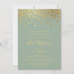 Faux Gold Foil Confetti Sage Green Bat Mitzvah Invitation<br><div class="desc">Invite family and friends to your daughter's Bat Mitzvah with this elegant gold and terracotta invitation. It features faux gold confetti dots and an elegant script. Personalize by adding name,  date,  time,  venue and other event details. Matching items are available.</div>