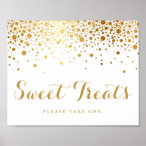 Faux Gold Foil Confetti Shower Sweet Treats Poster