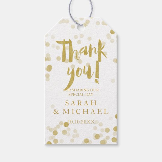 faux gold foil confetti thank you gift tags zazzle com