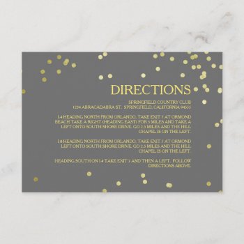 Faux Gold Foil Confetti Wedding Directions Insert by Trifecta_Designs at Zazzle