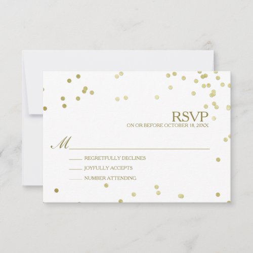 Faux Gold Foil Confetti Wedding RSVP