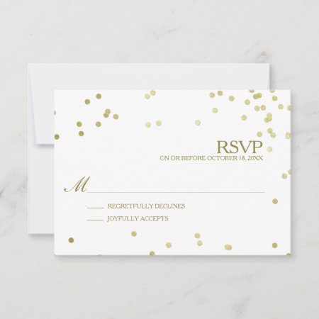 Faux Gold Foil Confetti Wedding Rsvp W/o Number Of