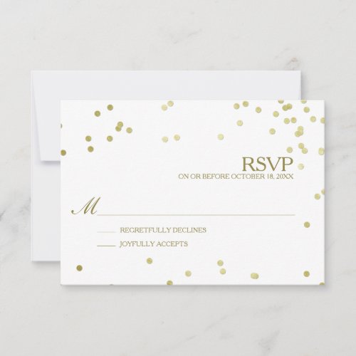 Faux Gold Foil Confetti Wedding RSVP wo number of