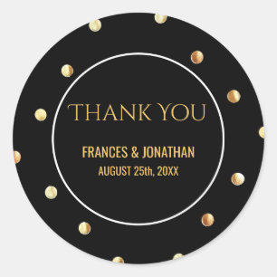 Faux Gold Foil Confetti Wedding Thank You Favor Classic Round Sticker