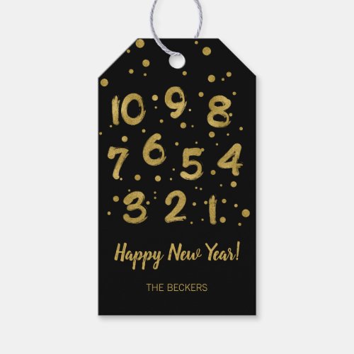 Faux Gold Foil Countdown Happy New Year Gift Tags