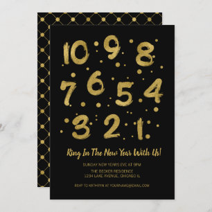 Faux Gold Foil Countdown New Year's Eve Party Card