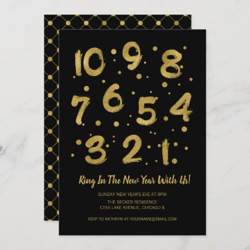 Faux Gold Foil Countdown New Years Eve Party Card