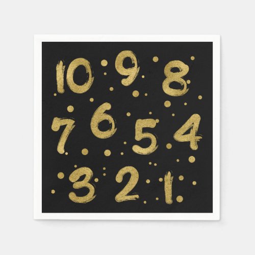 Faux Gold Foil Countdown New Years Paper Napkins