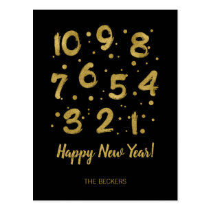 New Years Eve Postcards Faux Gold Foil Countdown New Year S Postcard